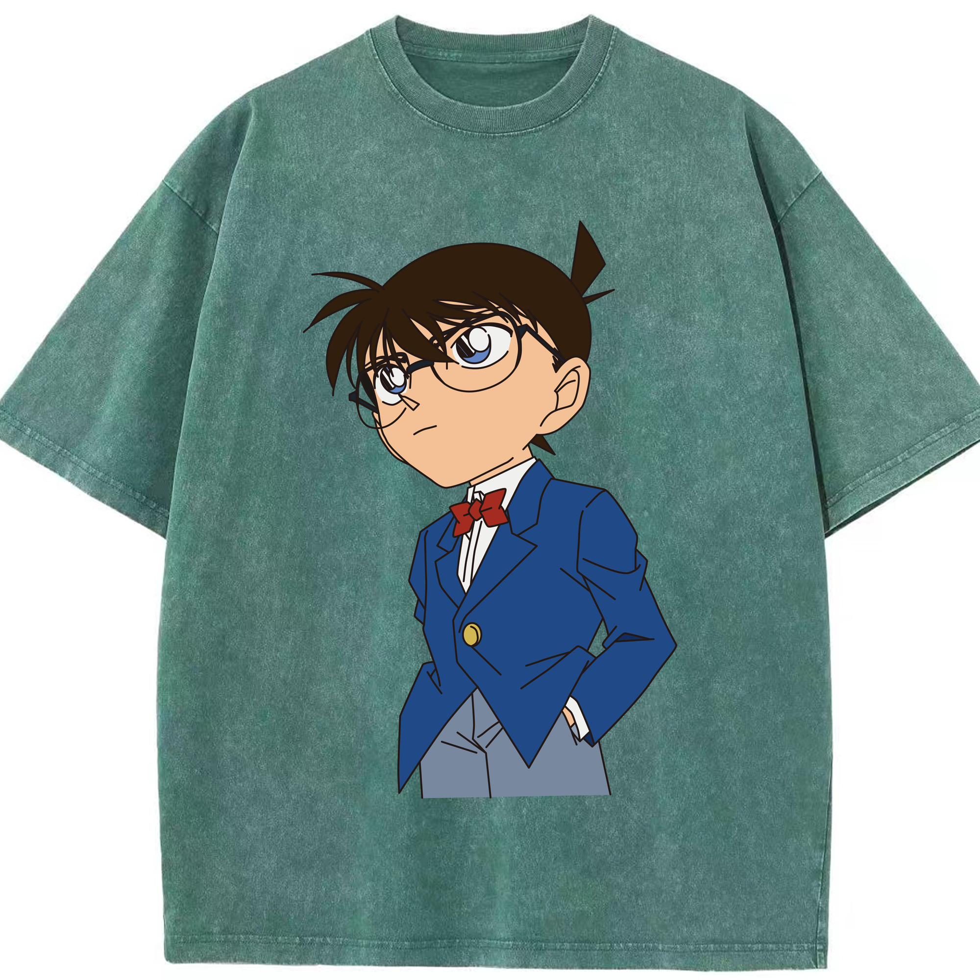 （画像用） 名探偵コナン 江戸川 コナン Detective Conan Conan Edogawa 綿100% ヴィンテージ風 半袖Tシャツ（フロントプリント）